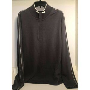 Hathaway Men’s Sweater Gray & White  1/4 Snap Up Pullover  Men’s XL